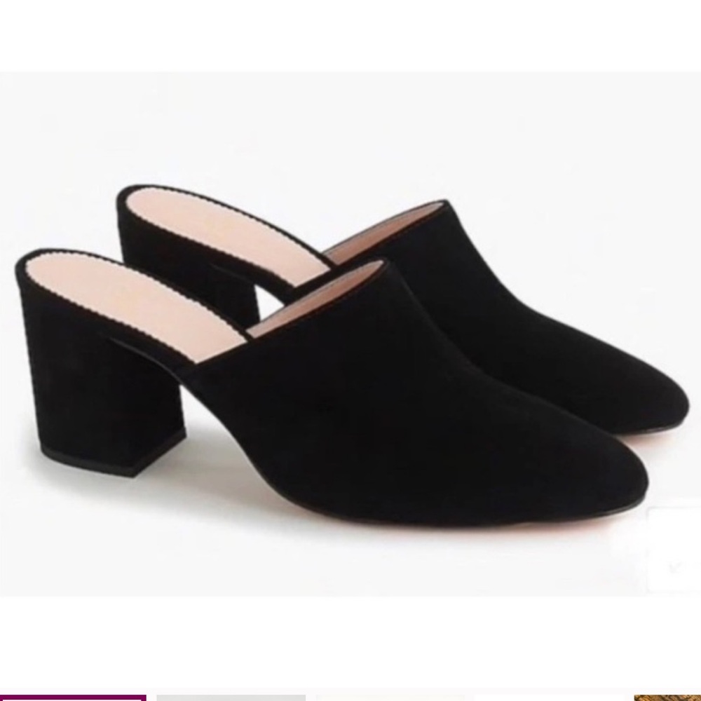 J. Crew Suede Block Heel Mules 8